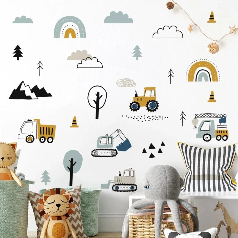 Hand Drawn Construction Site Wall Decals - Just Kidding Store