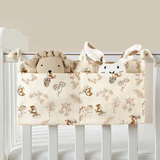 Muslin Crib Pocket Organizer – Soft Cotton Nursery Storage - Just Kidding Store