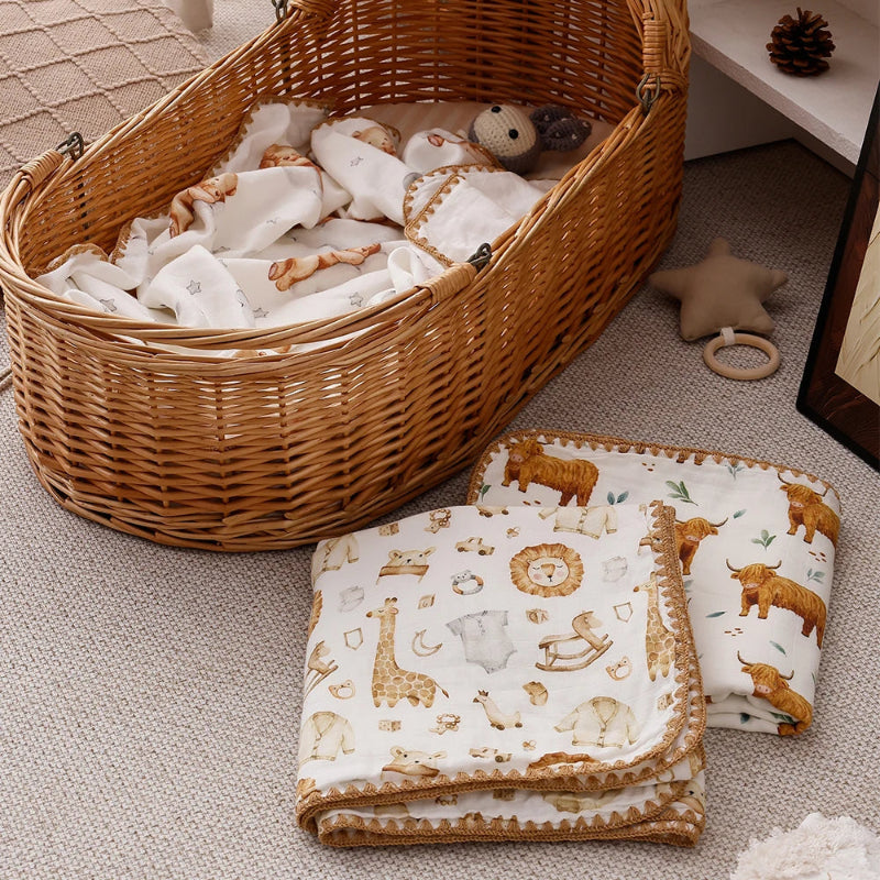 4 Layers Premier Bamboo Cotton Swaddle Blanket - Just Kidding Store