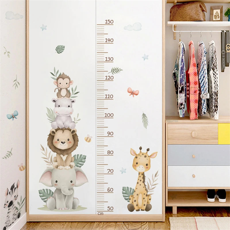 Safari Animals Height Measure Decal - Growth Chart Sticker - Just Kidding Store
