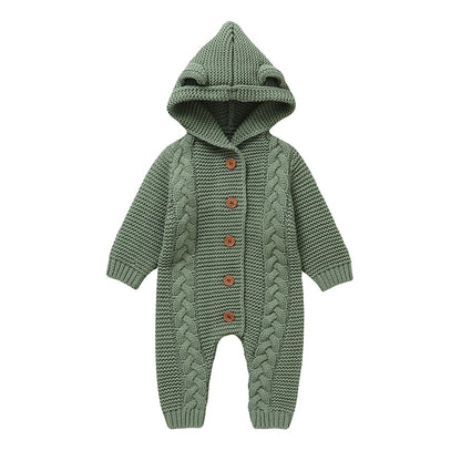 Hooded Baby Infant Winter Knitted Jumpsuit - Just Kidding Store