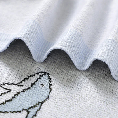 Dolphin Cotton Knitted Baby Children Nursery Blanket - Just Kidding Store