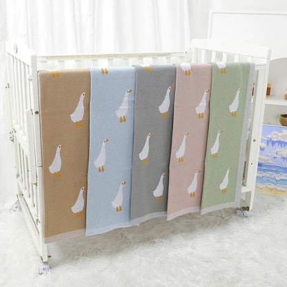 White Goose Cotton Knitted Blanket - Just Kidding Store