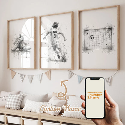3pcs Personalized Custom Name Football Canvas Poster - Just Kidding Store