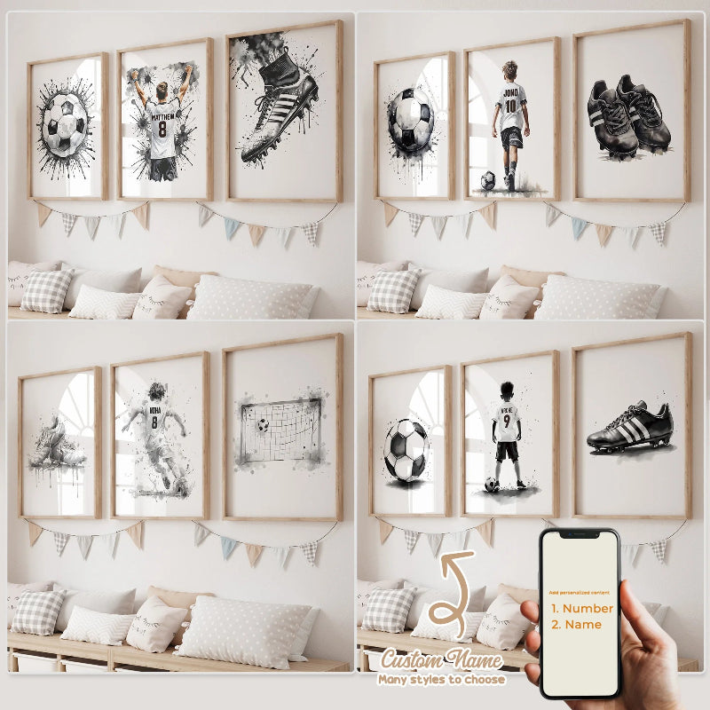 3pcs Personalized Custom Name Football Canvas Poster - Just Kidding Store
