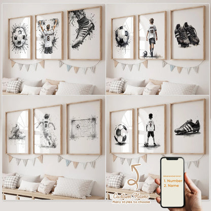 3pcs Personalized Custom Name Football Canvas Poster - Just Kidding Store