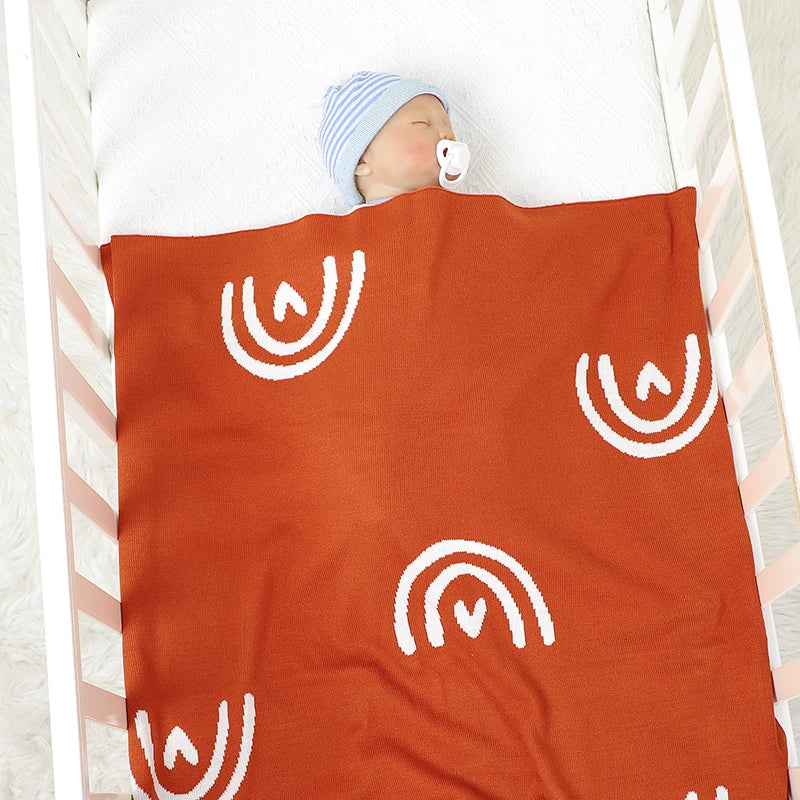 Rainbow Heart Knit Blanket - Just Kidding Store