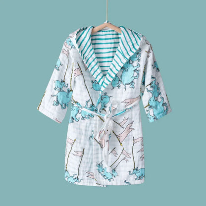 Hooded Cotton Muslin Bath Robe - Just Kidding Store