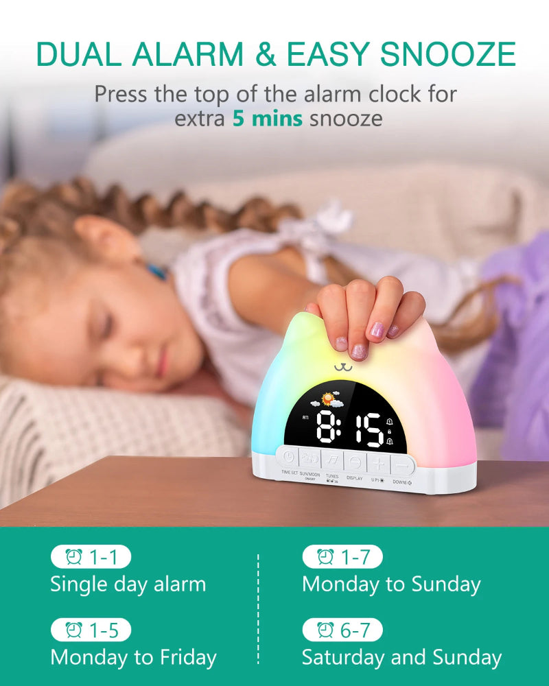 Rainbow Kitty Alarm Clock Night Light - Just Kidding Store