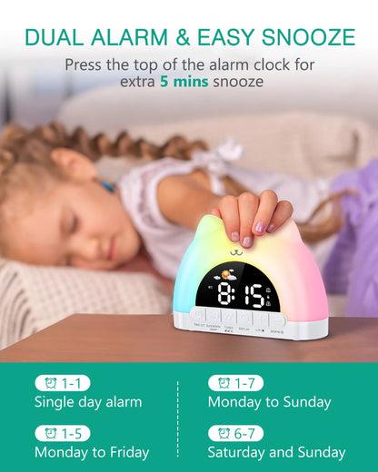 Rainbow Kitty Alarm Clock Night Light - Just Kidding Store