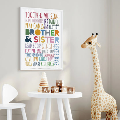 Personalized Sibling Rainbow Canvas Prints Set - Just Kidding Store