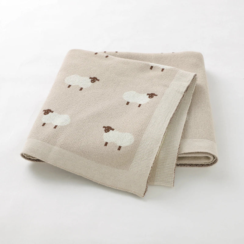 White Sheep Cotton Knitted Blanket - Just Kidding Store