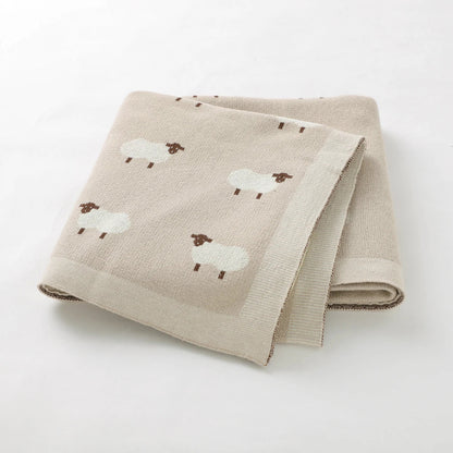 White Sheep Cotton Knitted Blanket - Just Kidding Store