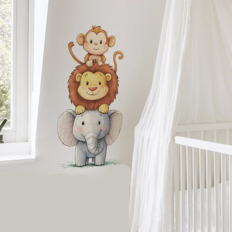 Safari Cartoon Animals Wall Stickers - Just Kidding Store