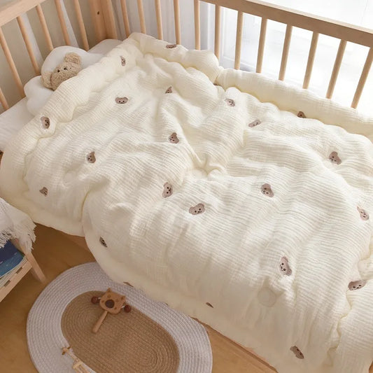 Embroidered Winter Thick Muslin Cotton Bed Cover - Just Kidding Store
