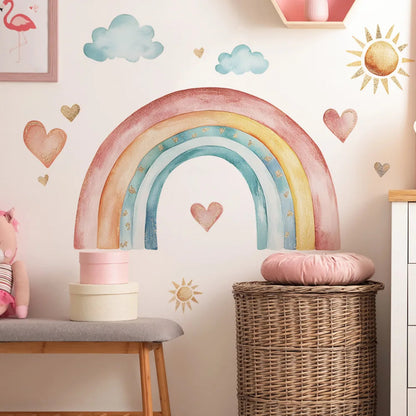Watercolor Rainbow Sun Cloud Wall Sticker - Just Kidding Store