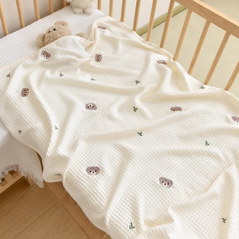 Organic Cotton Waffle Baby Toddler Swaddle Blanket - Just Kidding Store