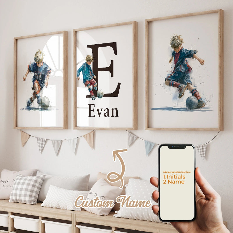 3pcs Personalized Custom Name Football Canvas Poster - Just Kidding Store