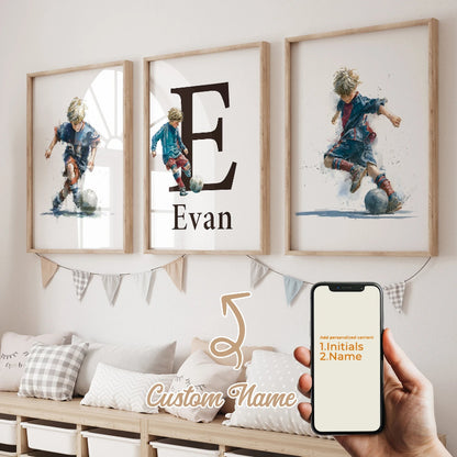 3pcs Personalized Custom Name Football Canvas Poster - Just Kidding Store