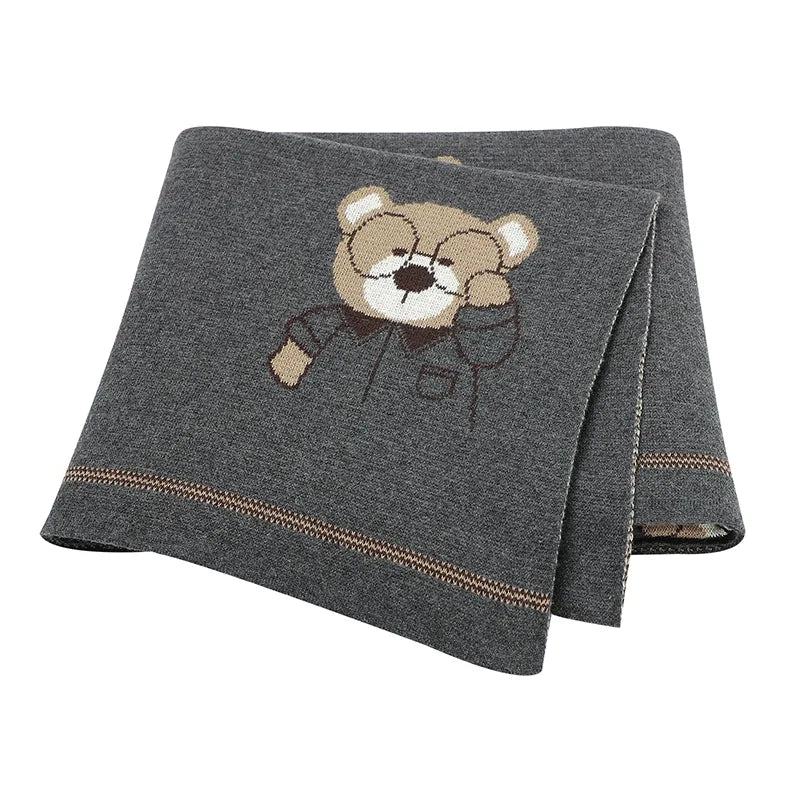 Professor Bear Cotton Knitted Baby Nursery Blanket - Just Kidding Store