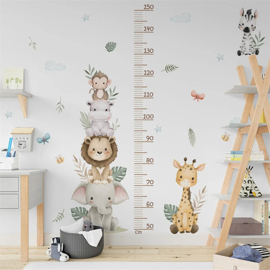 Safari Animals Height Measure Decal - Growth Chart Sticker - Just Kidding Store