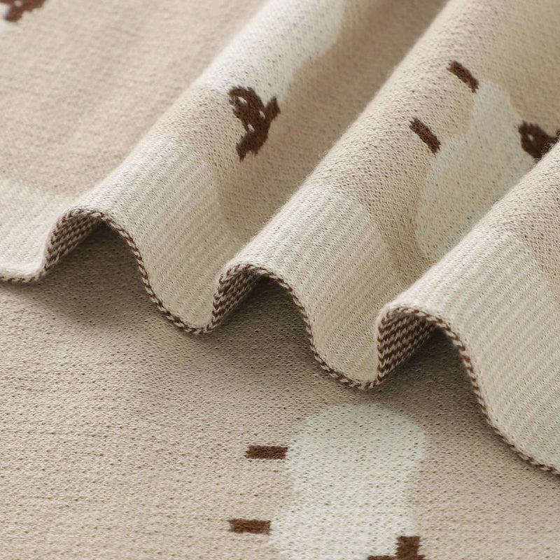 White Sheep Cotton Knitted Blanket - Just Kidding Store