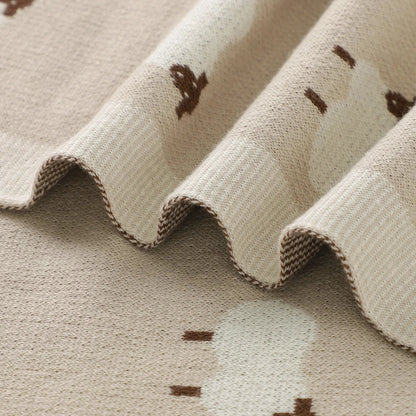 White Sheep Cotton Knitted Blanket - Just Kidding Store