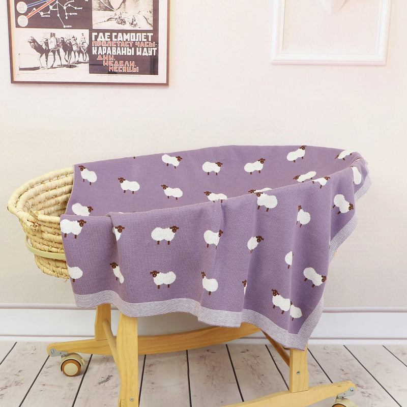 White Sheep Cotton Knitted Blanket - Just Kidding Store