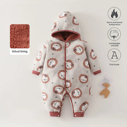 Cozy Critter Warm Fleece Hooded Rompers - Just Kidding Store