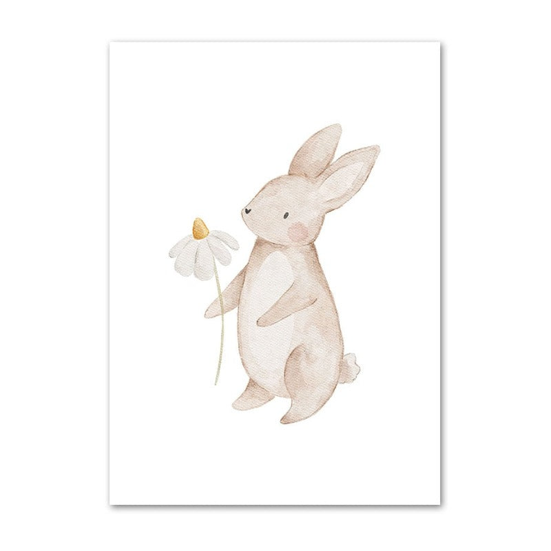Boho Fox Rabbit Bee Bear Hedgehog Flower Canvas Posters - Just Kidding Store