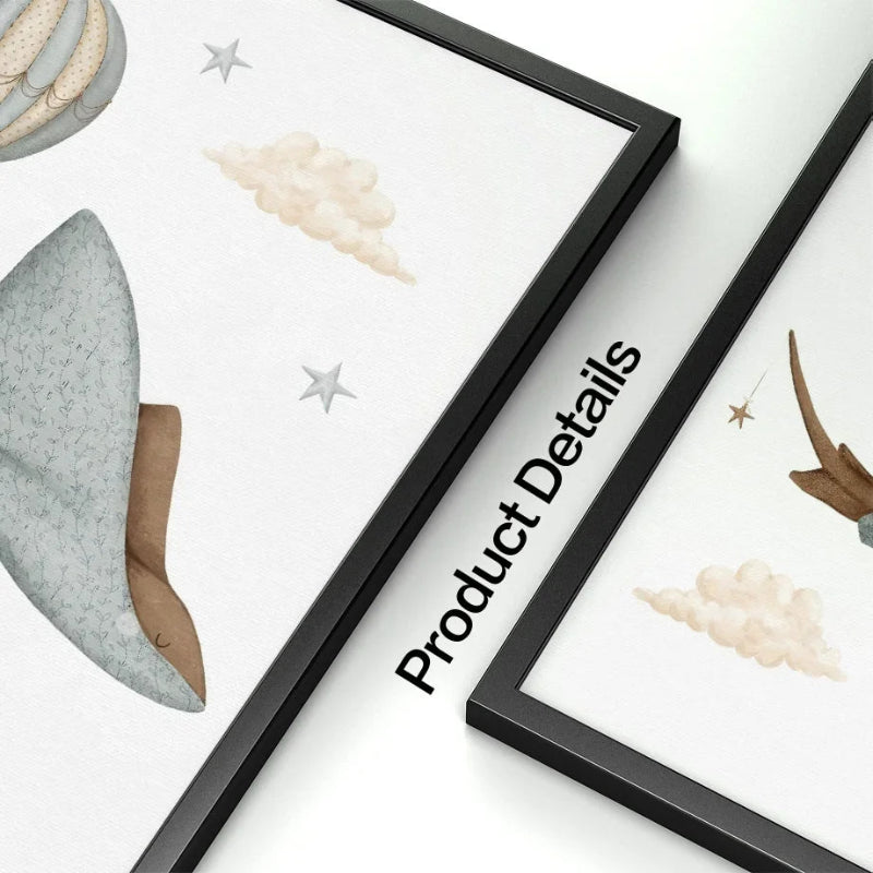 Watercolour Celestial Whales Nursery Canvas Prints - Just Kidding Store