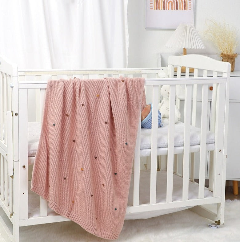 Colorful Dots Cotton Knitted Blanket - Just Kidding Store