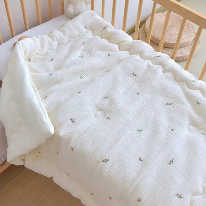 Embroidered Winter Thick Muslin Cotton Bed Cover - Just Kidding Store