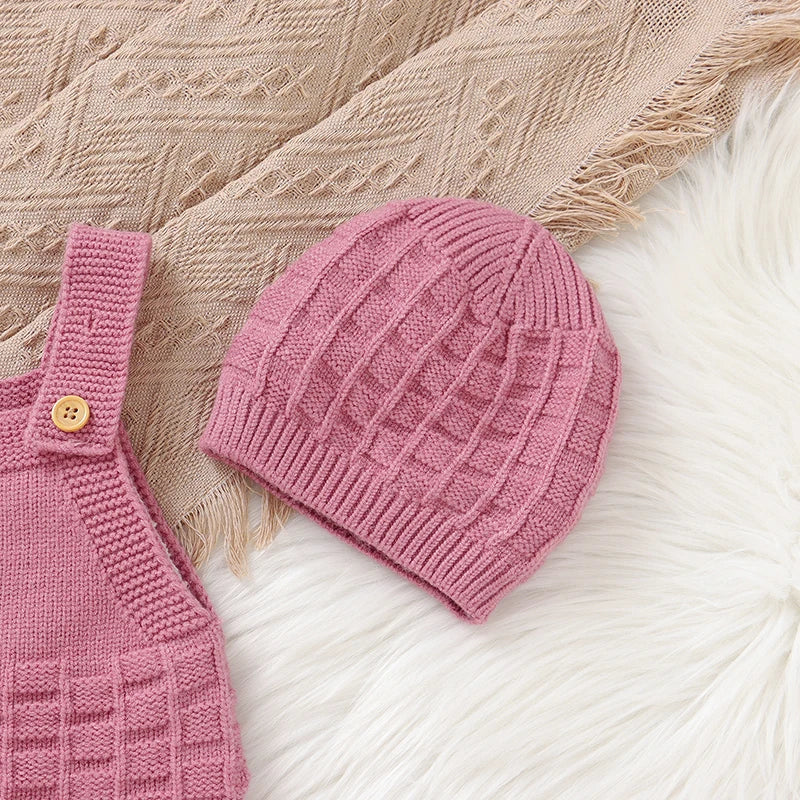 Sleeveless Waffle Knitted Jumpsuit Set - Just Kidding Store