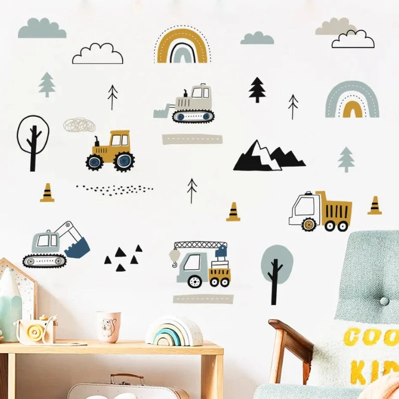 Hand Drawn Construction Site Wall Decals - Just Kidding Store