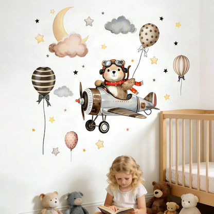 Bear Pilot Wall Decal - Just Kidding Store