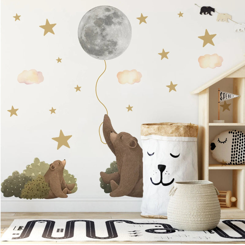 Moonlit Bear Balloon Wall Sticker - Just Kidding Store