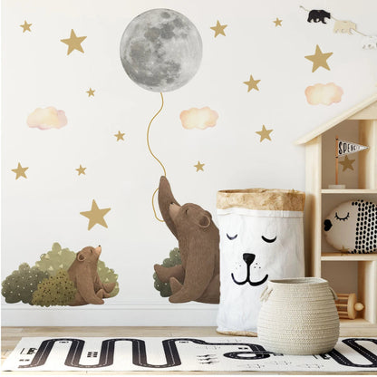 Moonlit Bear Balloon Wall Sticker - Just Kidding Store