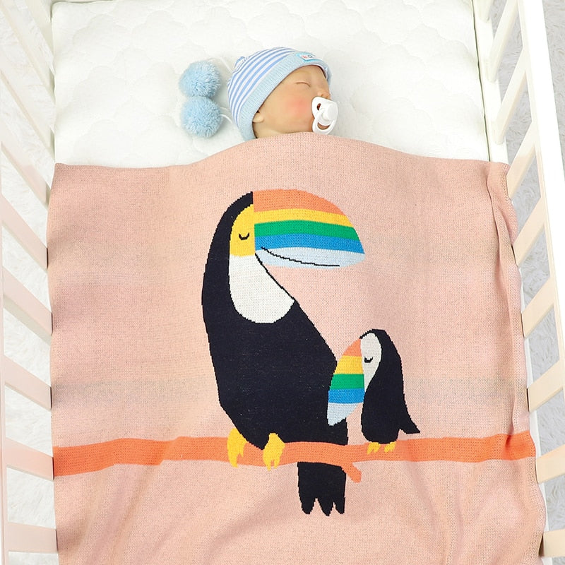 Toucans Cotton Knitted Baby Kids Nursery Blanket - Just Kidding Store