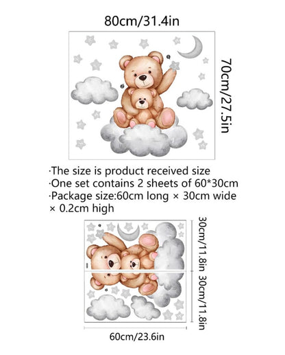 Baby Teddy Bear with Mom Nursery Wall Decal - Just Kidding Store