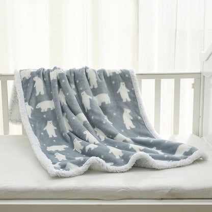 Polar Bear Soft Sherpa Baby Nursery Blanket - Just Kidding Store