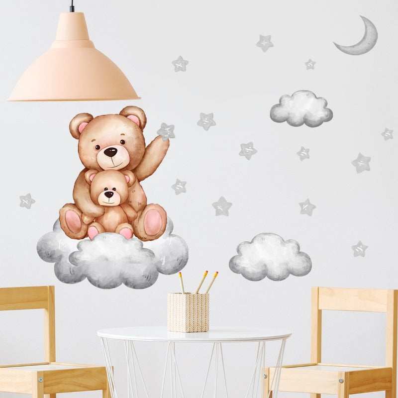 Baby Teddy Bear with Mom Nursery Wall Decal - Just Kidding Store