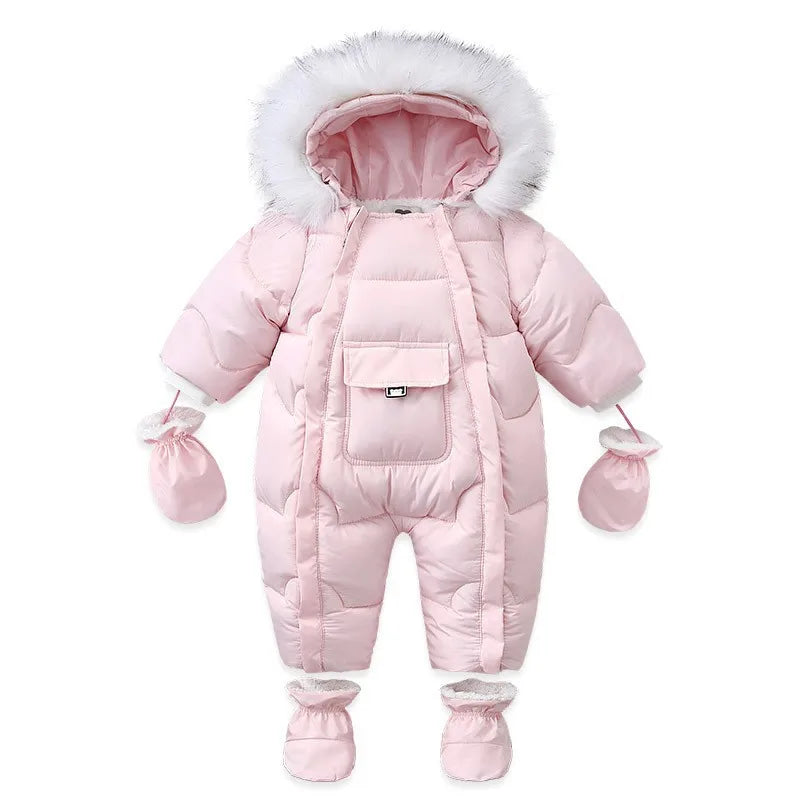 Infant Snowsuit - Warm Hooded Jumpsuit Set - Just Kidding Store