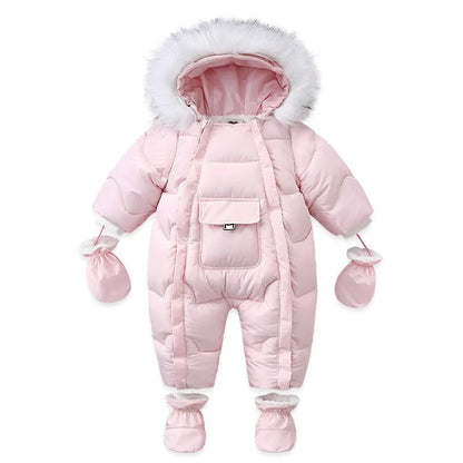 Infant Snowsuit - Warm Hooded Jumpsuit Set - Just Kidding Store