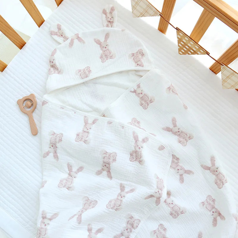 4 Layers Muslin Hooded Towel - Bath Poncho - Just Kidding Store