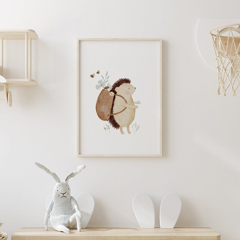 Boho Fox Rabbit Bee Bear Hedgehog Flower Canvas Posters - Just Kidding Store