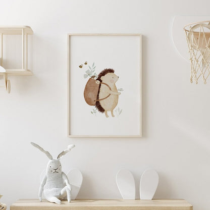 Boho Fox Rabbit Bee Bear Hedgehog Flower Canvas Posters - Just Kidding Store