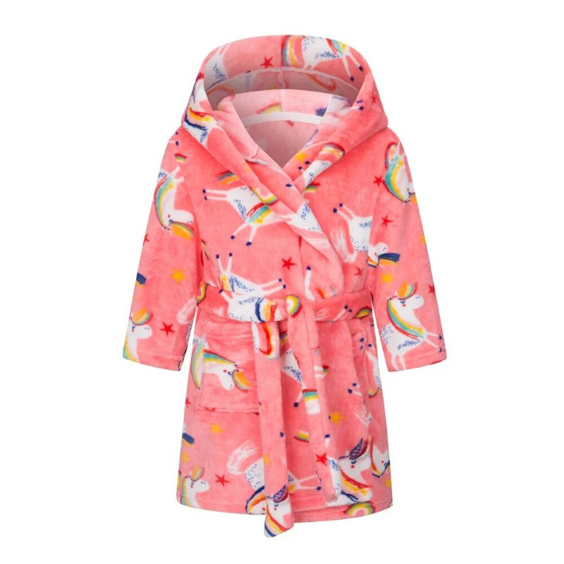 Winter Hooded Flannel Kids Robe - Just Kidding Store