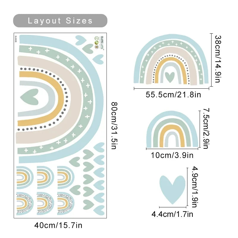Rainbow Hearts Wall Stickers - Just Kidding Store