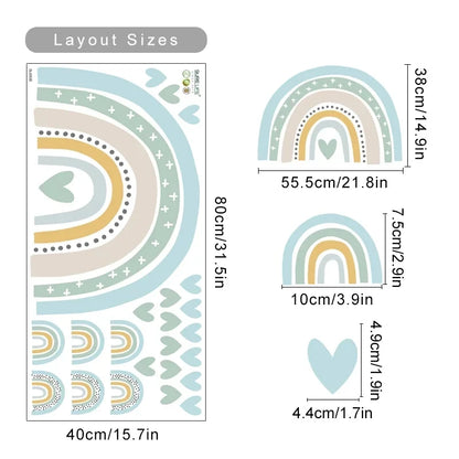 Rainbow Hearts Wall Stickers - Just Kidding Store